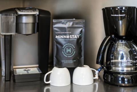Your mornings start easy with coffee makers and fresh grounds ready to brew—just the way you like it.