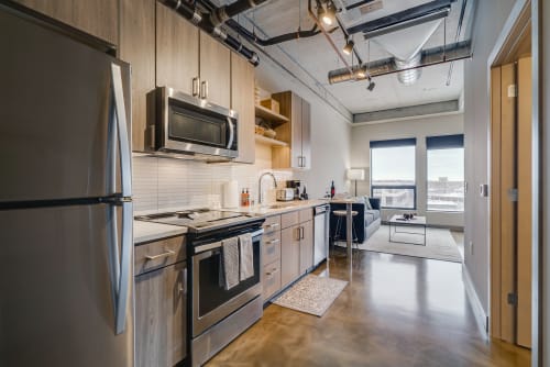 Your sleek industrial kitchen features stainless steel appliances and modern finishes, perfect for creating memorable meals during your stay.