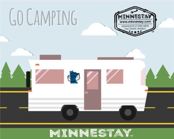 RV Graphic. Text: Go Camping. Minnestay.