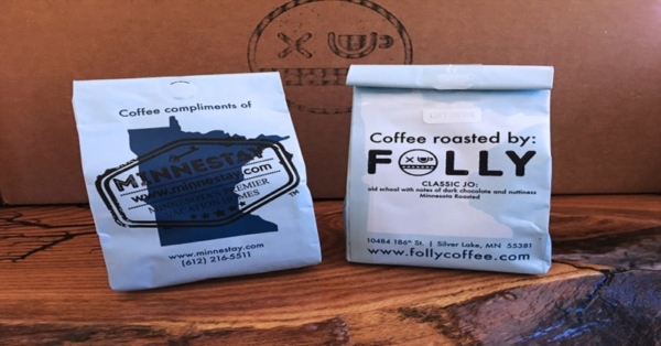 Minnestay/Folly coffee bags.
