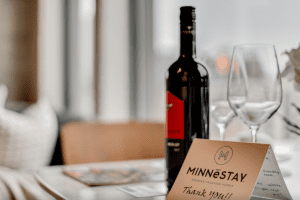 Minnestay complimentary wine bottle